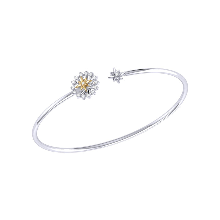 Starburst Adjustable Diamond Two-Tone Cuff in 14K Yellow Gold Vermeil on Sterling Silver