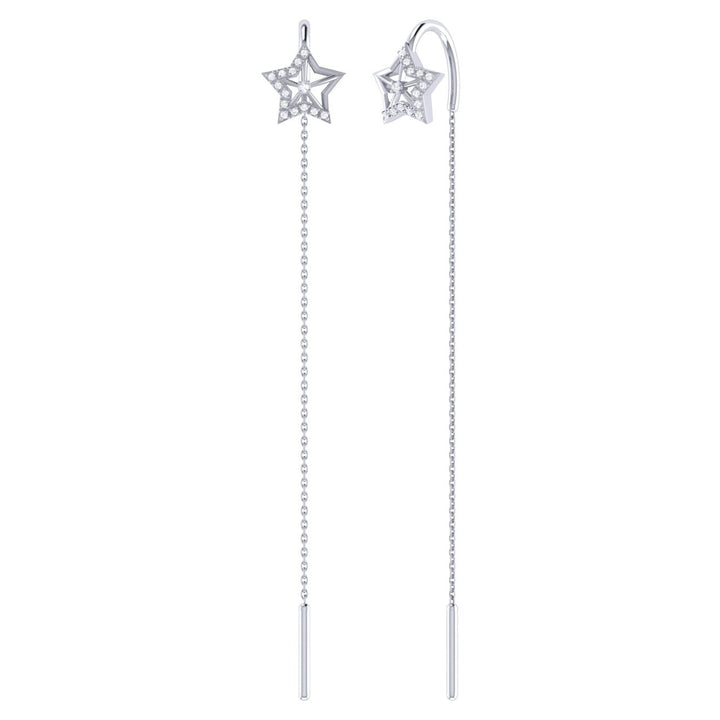 Lucky Star Tack-In Diamond Earrings in 14K White Gold