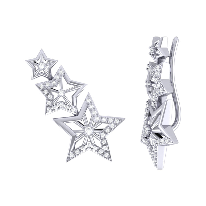 Starburst Diamond Ear Climbers in Sterling Silver