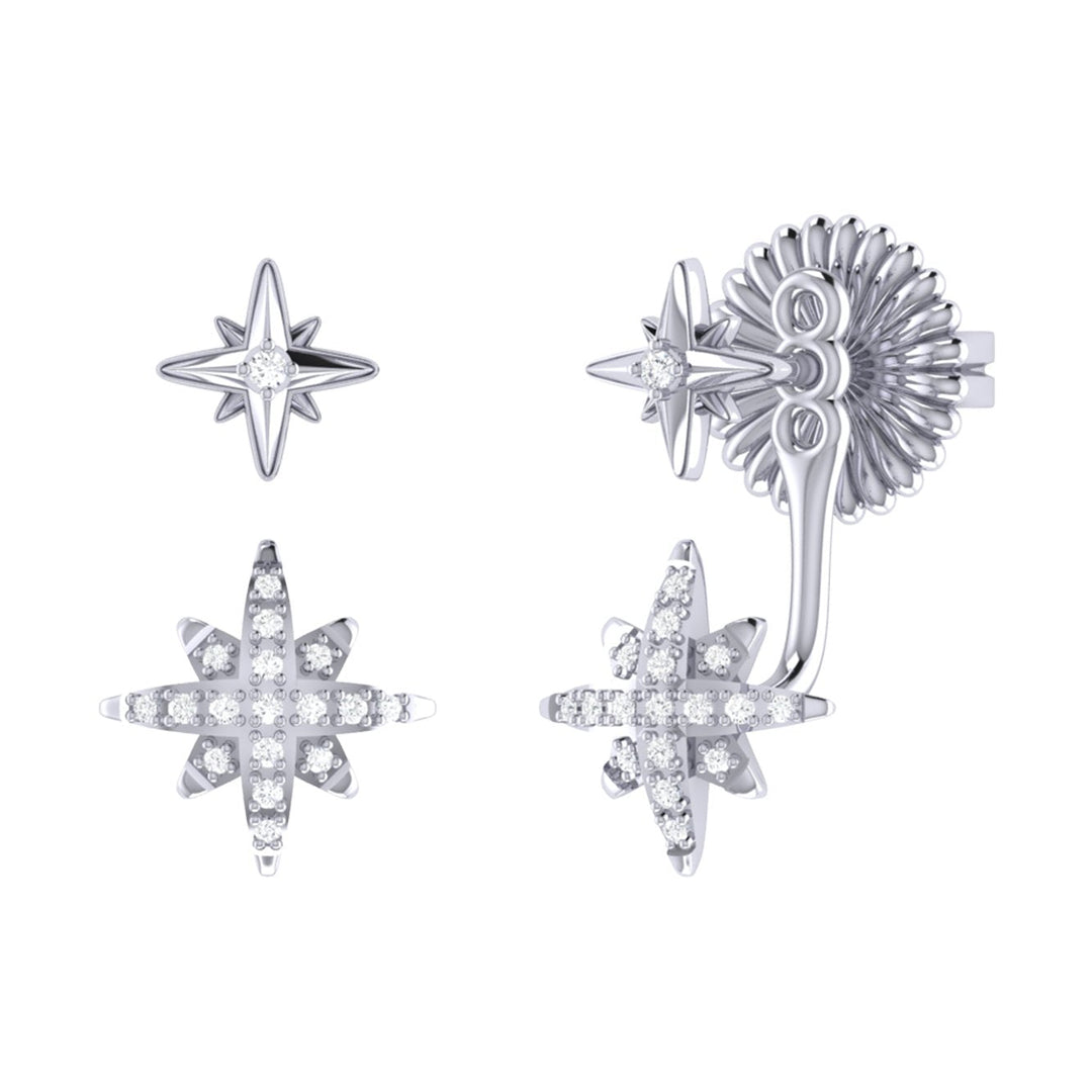 Little Star North Star Diamond Stud Earrings in 14K White Gold