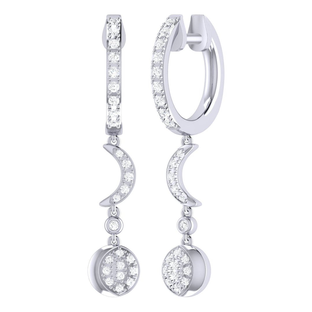 Moonlit Phases Diamond Hoop Earrings in 14K White Gold