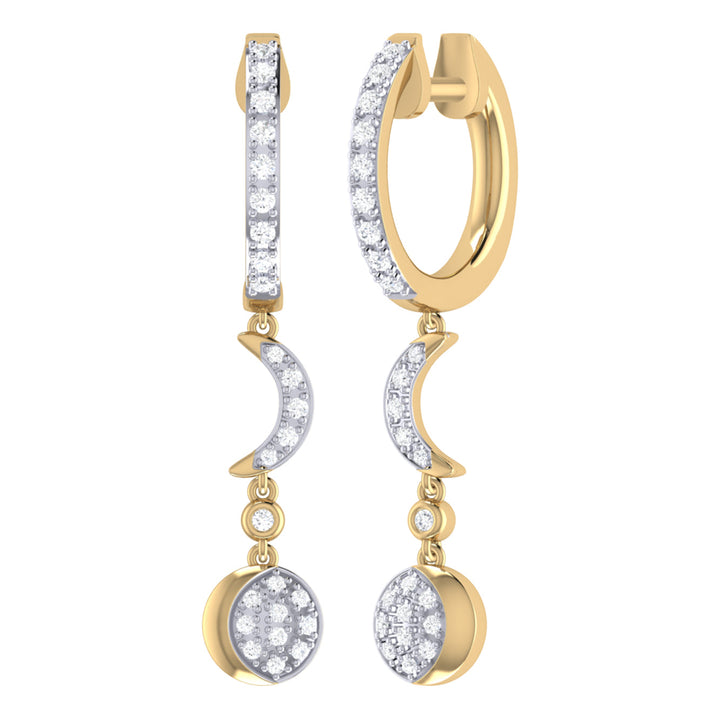 Moonlit Phases Diamond Hoop Earrings in 14K Yellow Gold Vermeil on Sterling Silver