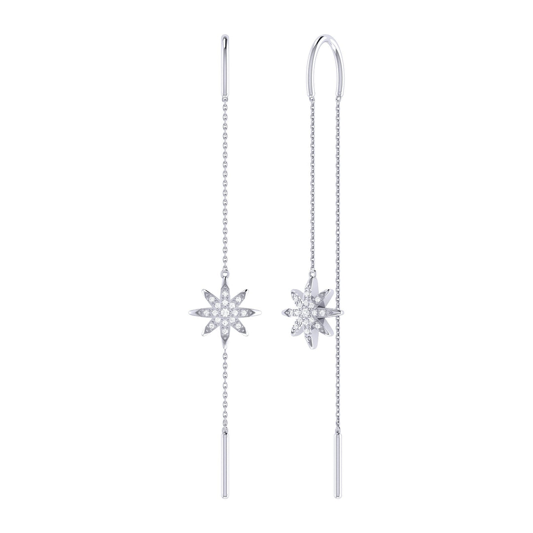 Twinkle Star Tack-In Diamond Earrings in 14K White Gold