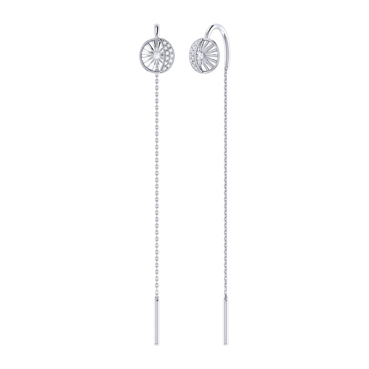 Moon Phases Tack-In Diamond Earrings in Sterling Silver