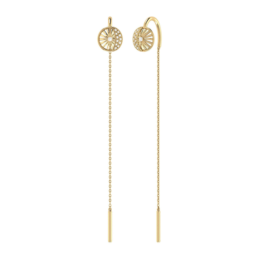 Moon Phases Tack-In Diamond Earrings in 14K Yellow Gold