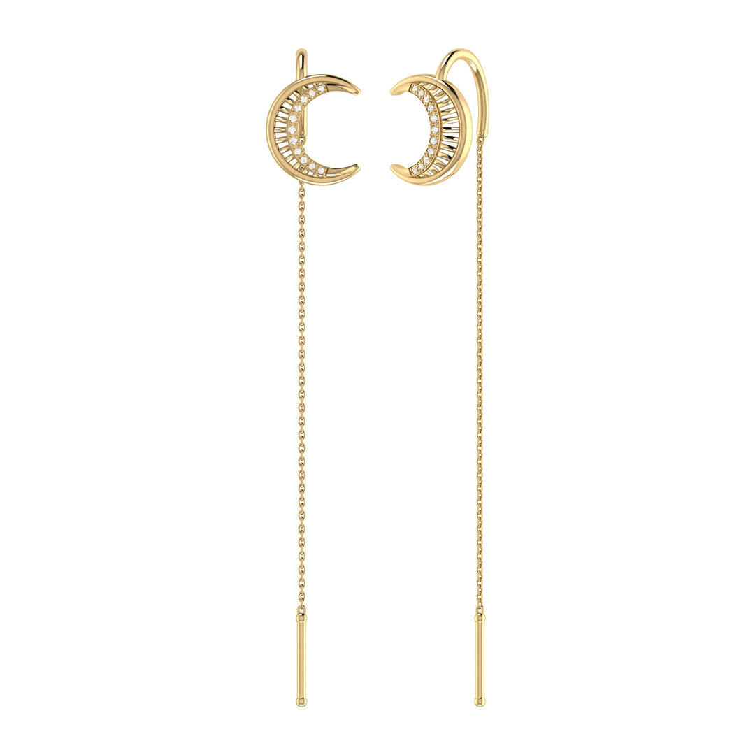 Moon Crescent Tack-In Diamond Earrings in 14K Yellow Gold Vermeil on Sterling Silver