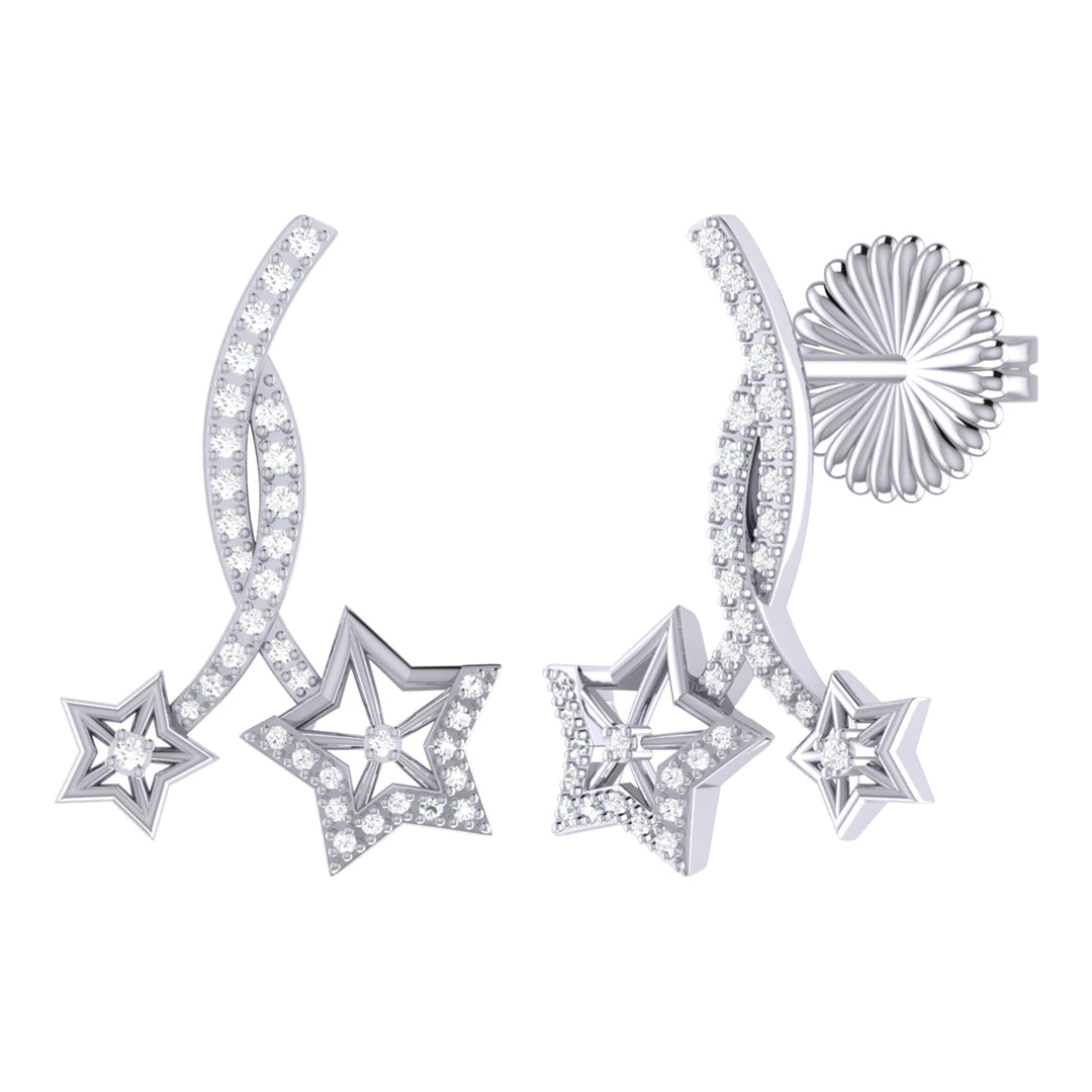 Divergent Stars Diamond Twist Earrings in Sterling Silver
