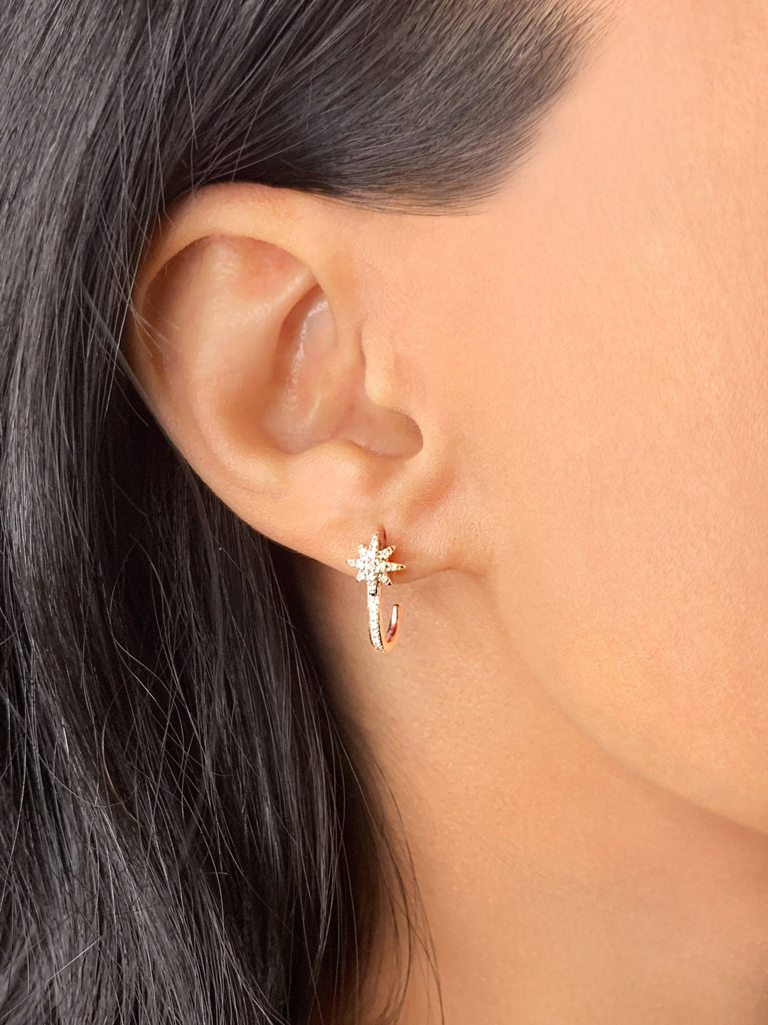 North Star Diamond Earrings in 14K White Gold