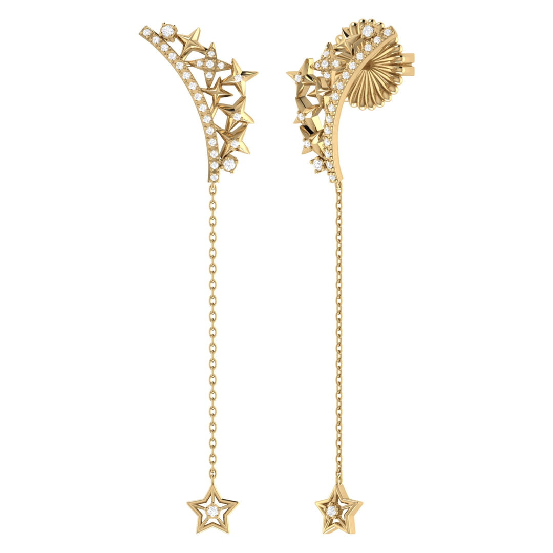 Starry Cascade Tiara Diamond Drop Earrings in 14K Yellow Gold