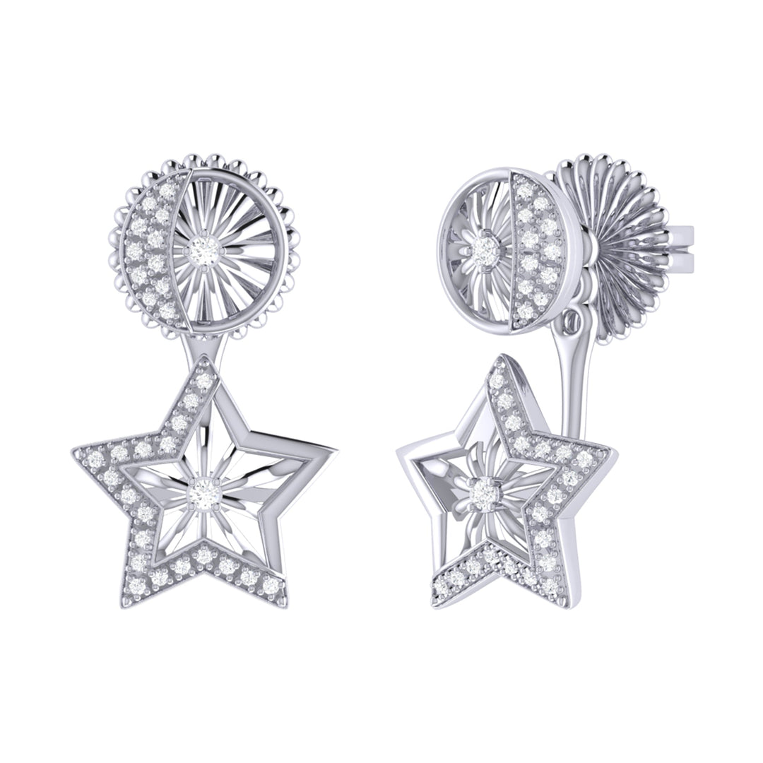 Lucky Star Diamond Stud Earrings in Sterling Silver