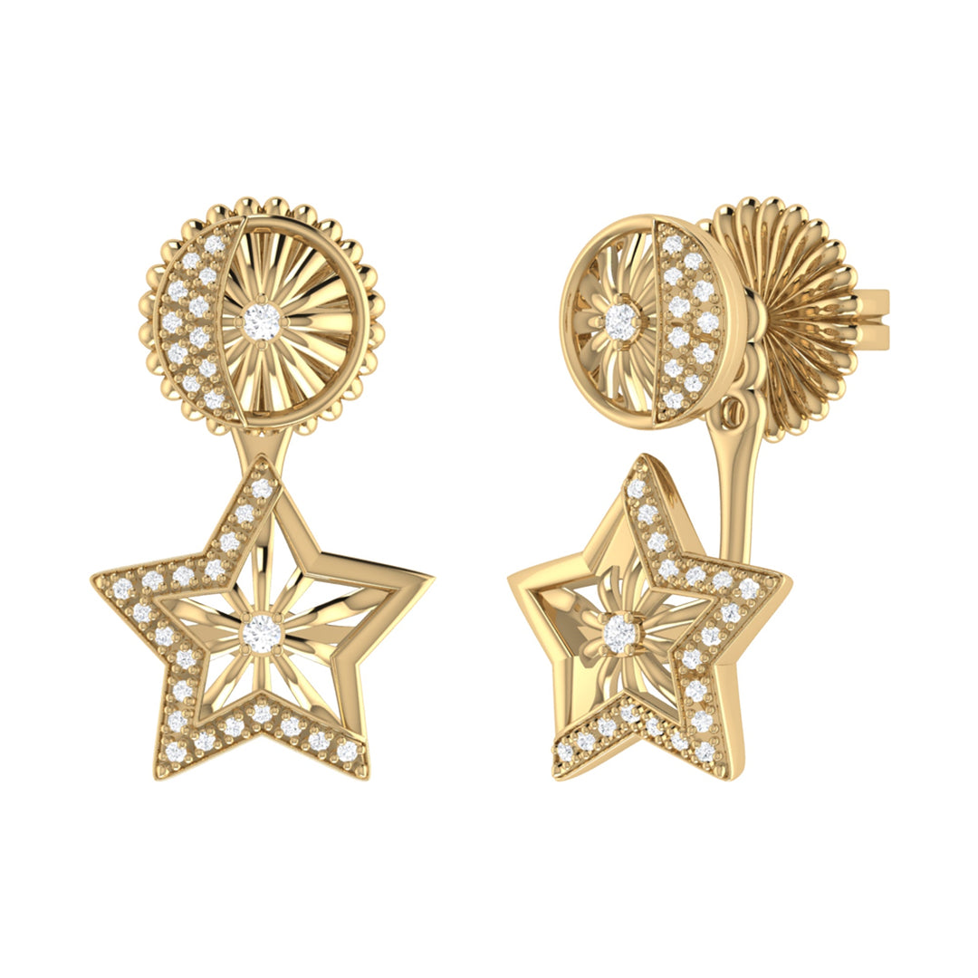 Lucky Star Diamond Stud Earrings in 14K Yellow Gold Vermeil on Sterling Silver