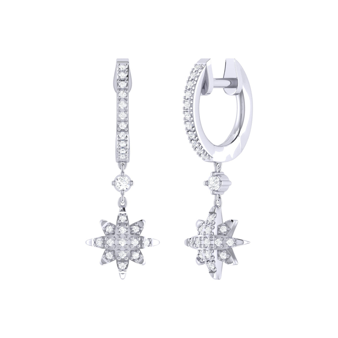 North Star Diamond Hoop Earrings in Sterling Silver