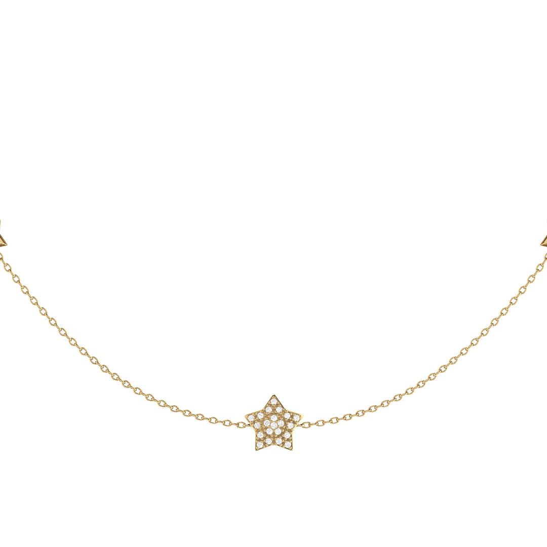 Lucky Star Layered Diamond Necklace in 14K Yellow Gold Vermeil on Sterling Silver