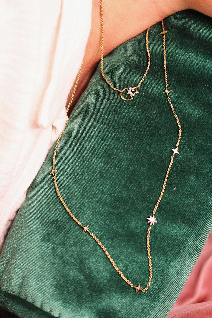 Starry Lane Layered Diamond Necklace in 14K Yellow Gold