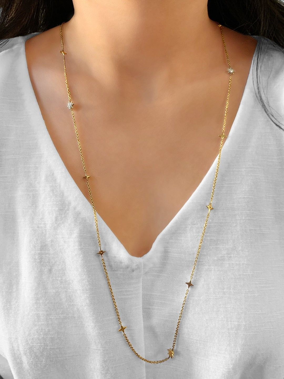 Starry Lane Layered Diamond Necklace in 14K Yellow Gold Vermeil on Sterling Silver