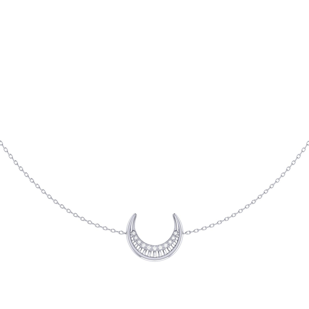 Midnight Crescent Layered Diamond Necklace in 14K White Gold