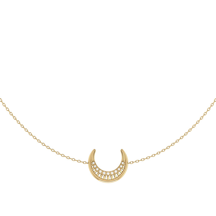 Midnight Crescent Layered Diamond Necklace in 14K Yellow Gold Vermeil on Sterling Silver
