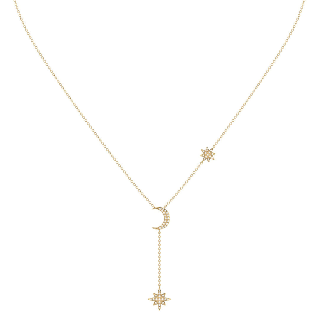 Crescent North Star Diamond Drop Necklace in 14K Gold Vermeil on Sterling Silver
