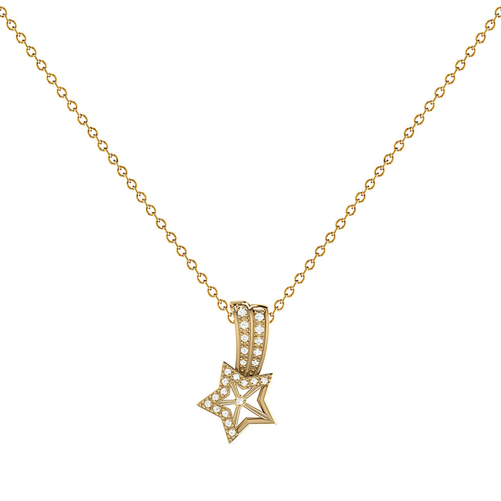 Wishing Star Diamond Pendant Necklace in 14K Gold Vermeil on Sterling Silver