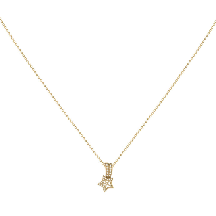 Wishing Star Diamond Pendant Necklace in 14K Gold Vermeil on Sterling Silver