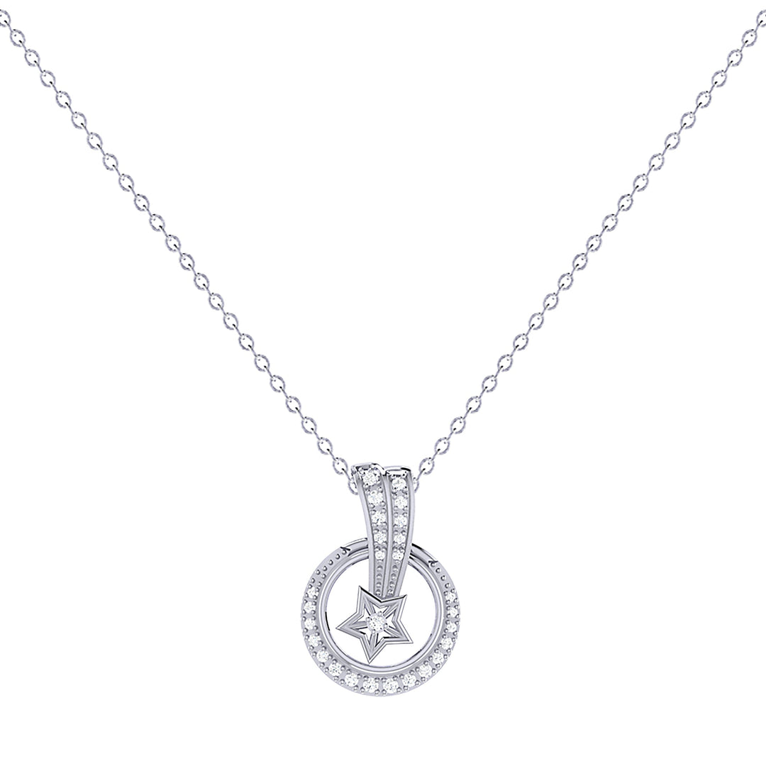 Stellar Eclipse Diamond Pendant Necklace in 14K White Gold