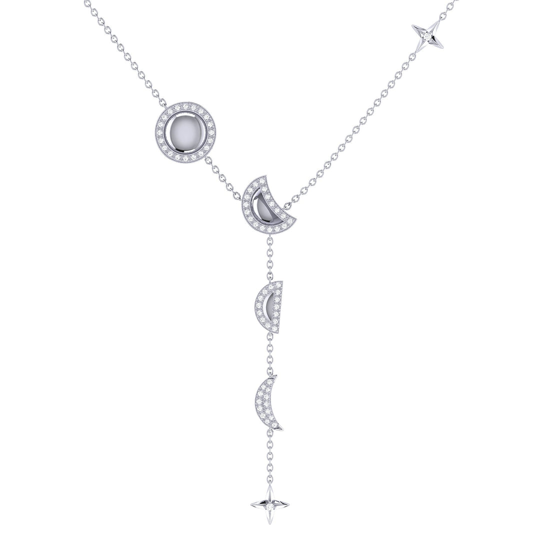 Moon Stages Diamond Y Necklace in Sterling Silver