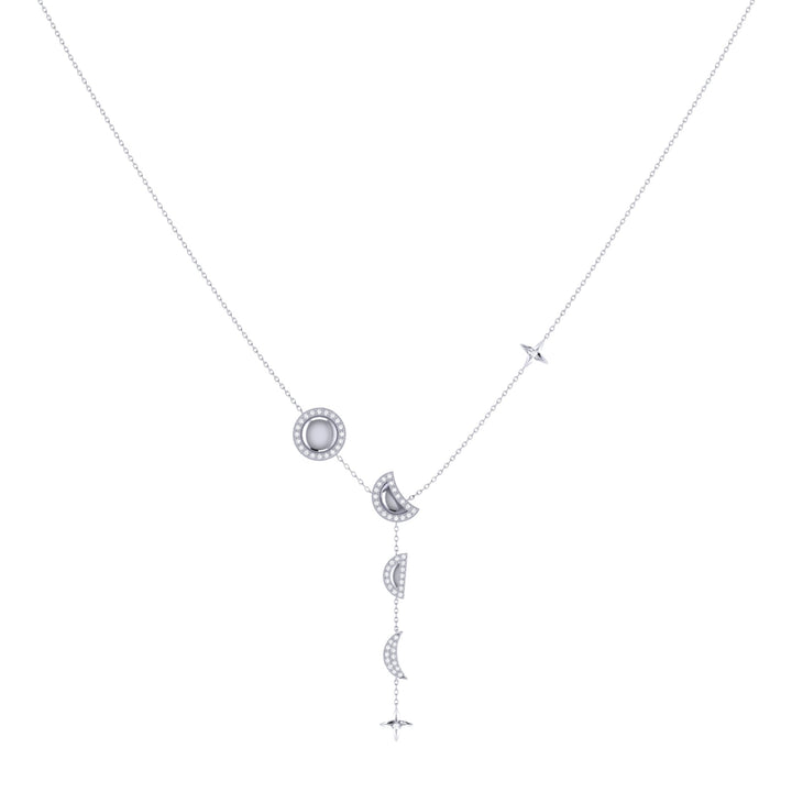 Moon Stages Diamond Y Necklace in Sterling Silver