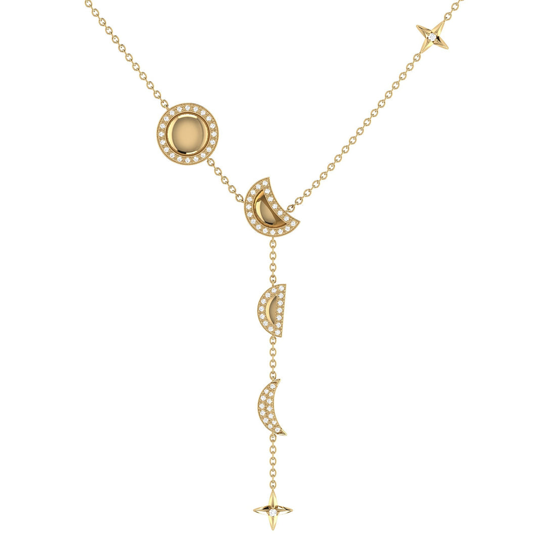 Moon Stages Diamond Y Necklace in 14K Yellow Gold