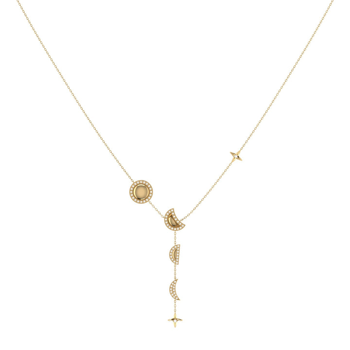 Moon Stages Diamond Y Necklace in 14K Yellow Gold