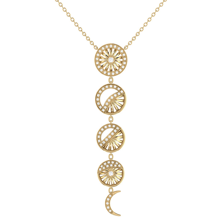 Moon Phases Diamond Necklace in 14K Yellow Gold Vermeil on Sterling Silver