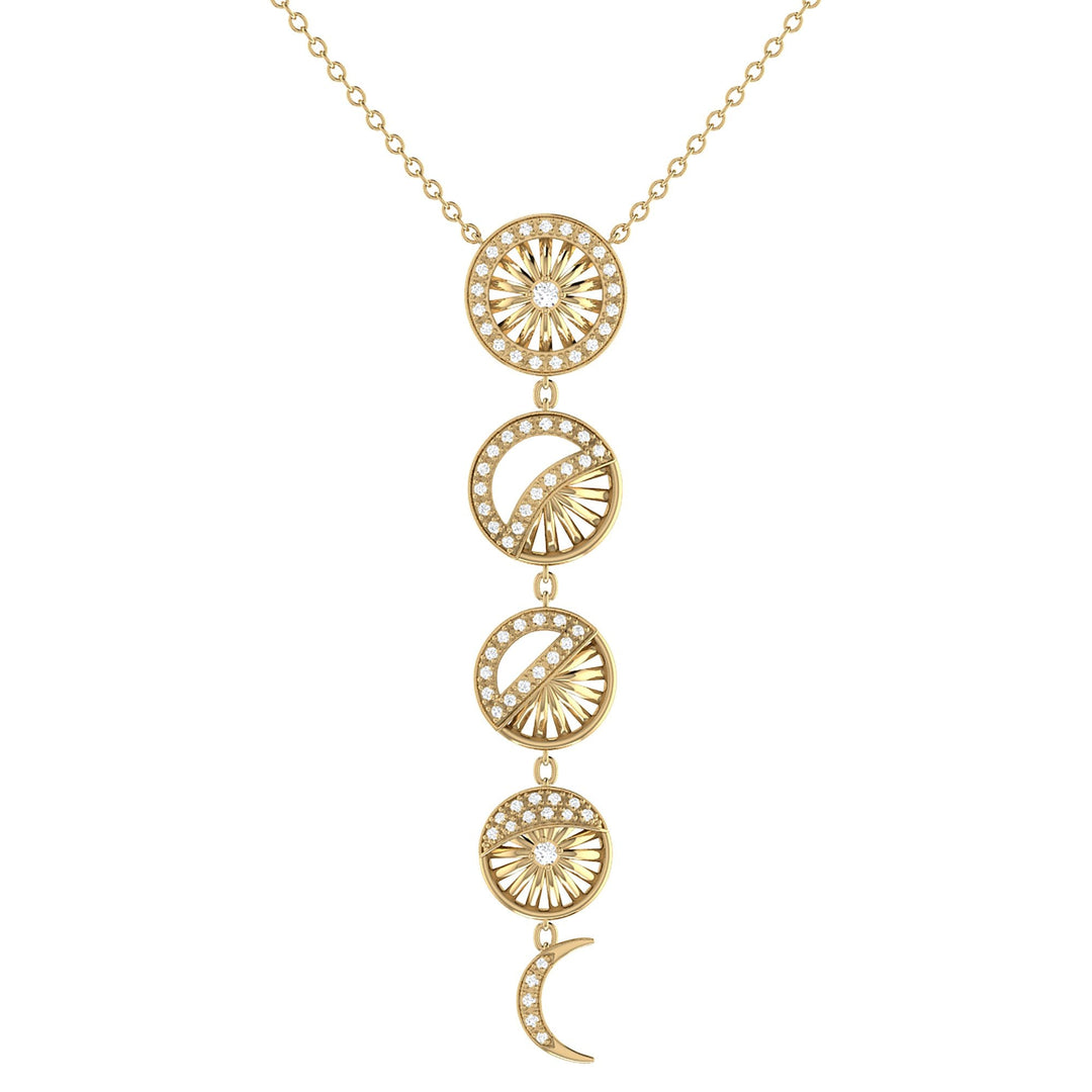 Moon Phases Diamond Necklace in 14K Yellow Gold