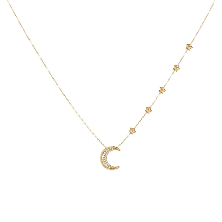 Starry Lane Moon Diamond Necklace in 14K Yellow Gold Vermeil on Sterling Silver
