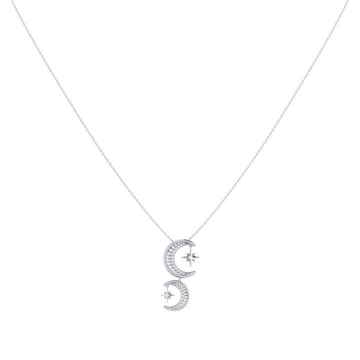 Twin Nights Crescent Diamond Necklace in 14K White Gold