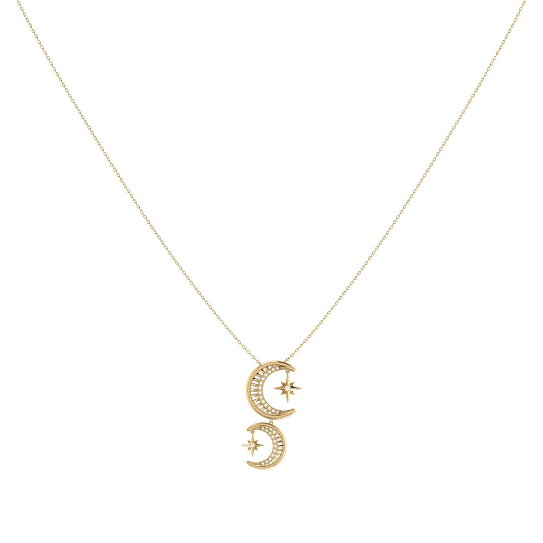 Twin Nights Crescent Diamond Necklace in 14K Yellow Gold