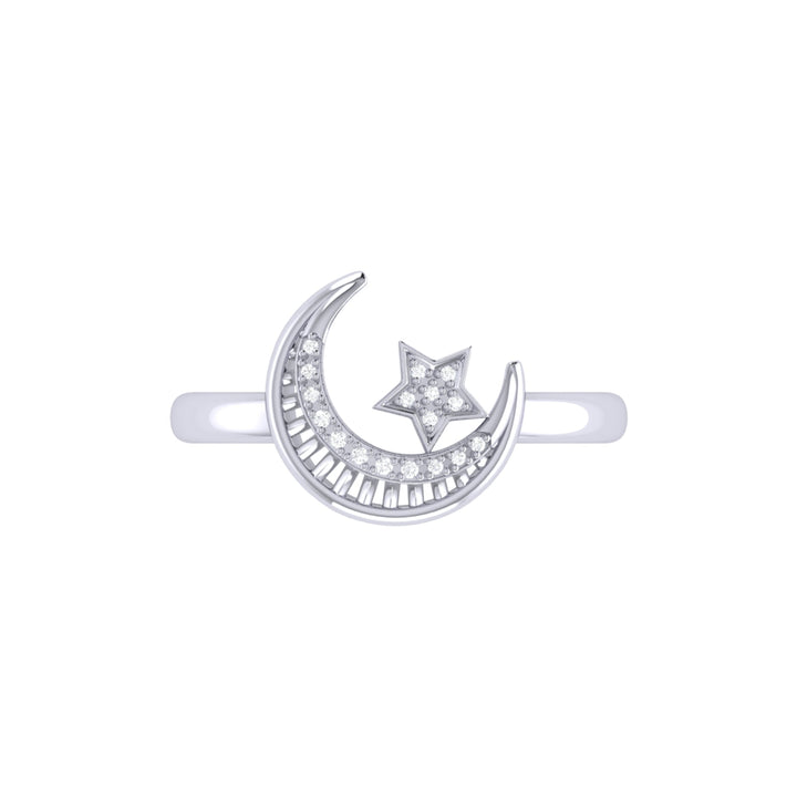 Starkissed Crescent Diamond Ring in Sterling Silver