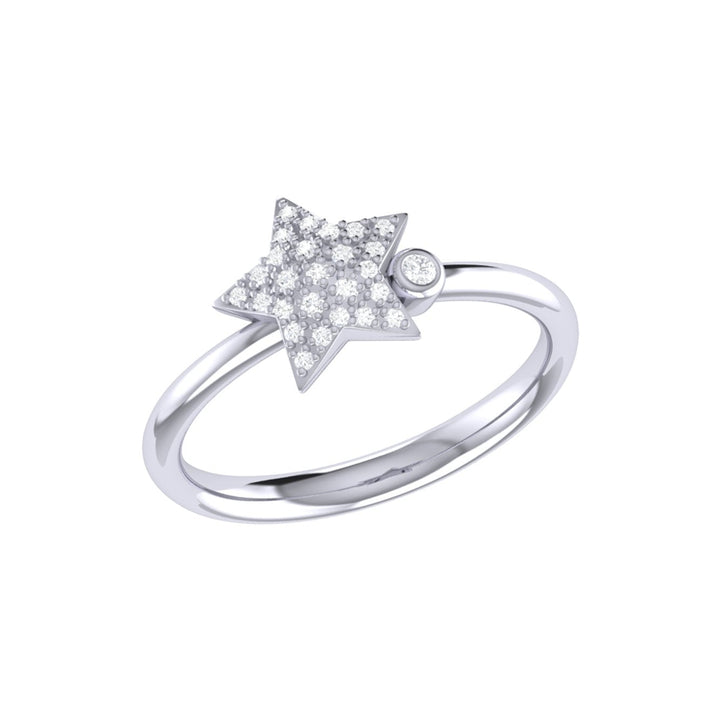 Dazzling Star Bezel Diamond Ring in 14K White Gold