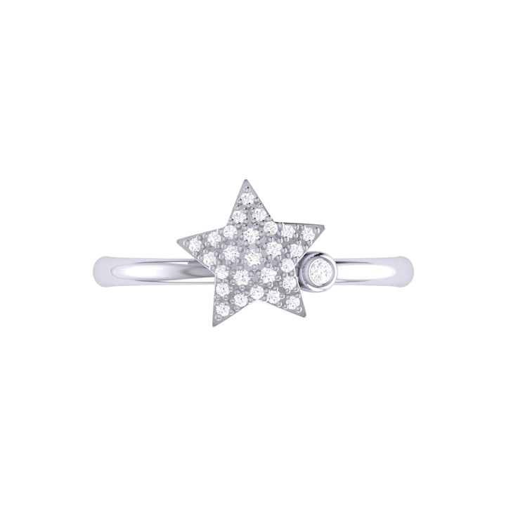 Dazzling Star Bezel Diamond Ring in Sterling Silver