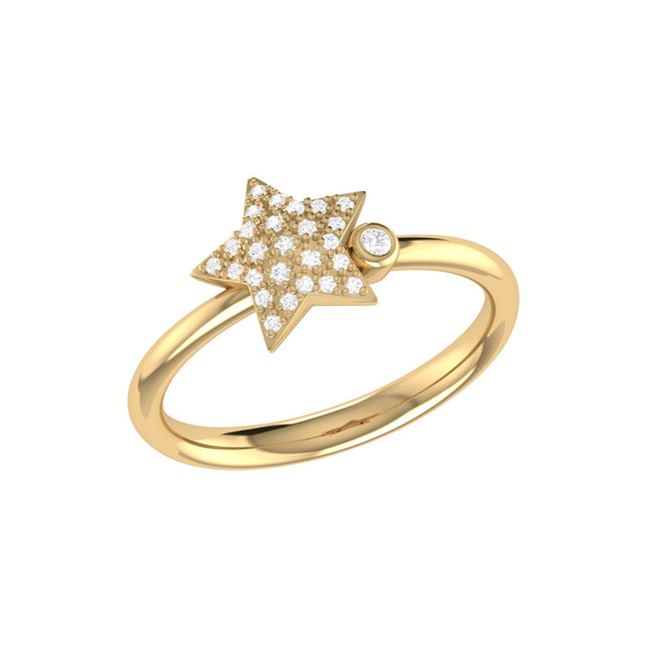 Dazzling Star Bezel Diamond Ring in 14K Yellow Gold Vermeil on Sterling Silver
