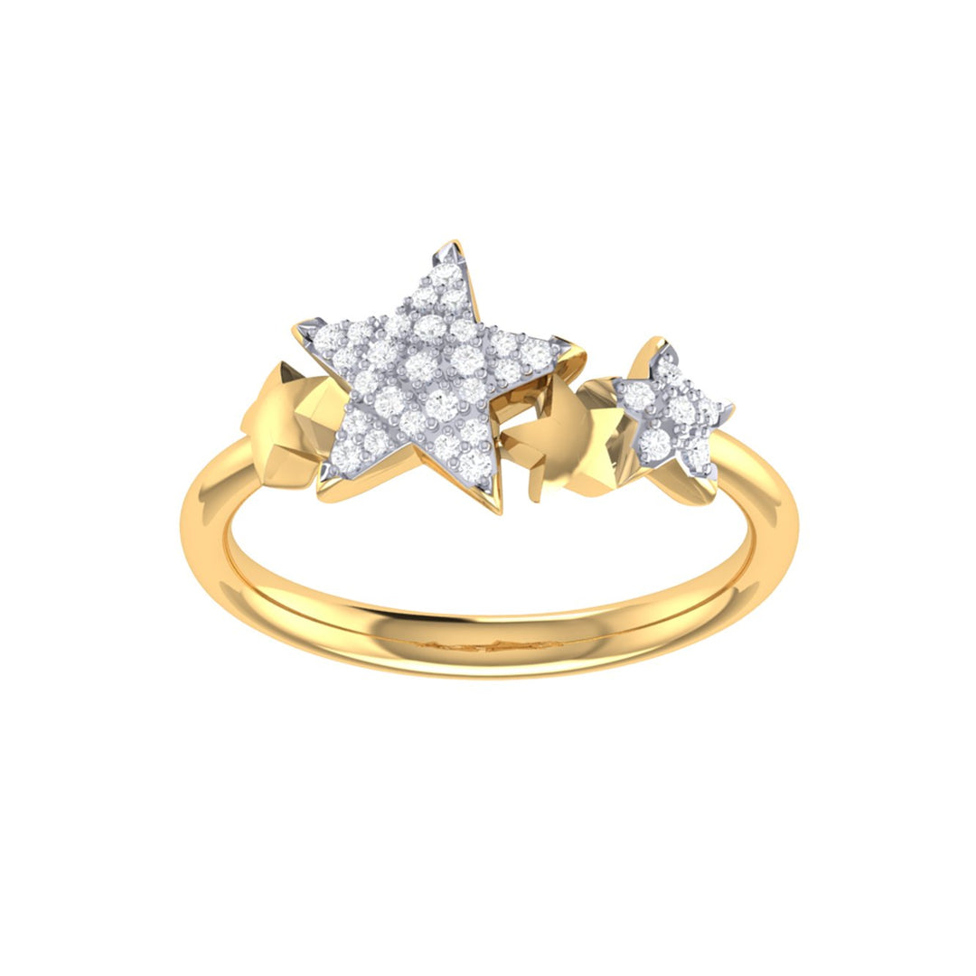 Dazzling Star Cluster Diamond Ring in 14K Yellow Gold