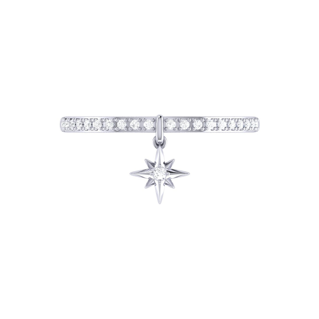 Little North Star Diamond Charm Ring in Sterling Silver