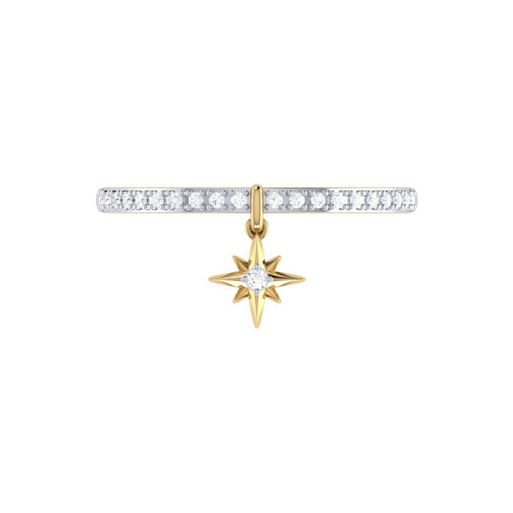 Little North Star Diamond Charm Ring in 14K Yellow Gold