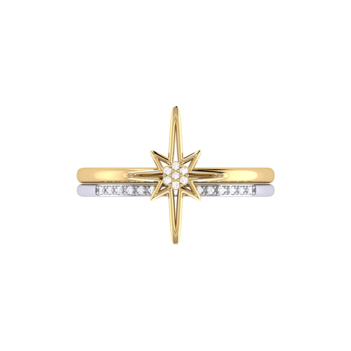 North Star Detachable Two-Tone Diamond Ring in 14K Yellow Gold Vermeil on Sterling Silver