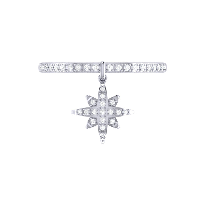North Star Diamond Charm Ring in Sterling Silver