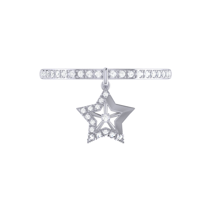 Lucky Star Diamond Charm Ring in Sterling Silver