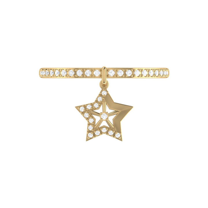 Lucky Star Diamond Charm Ring in 14K Yellow Gold