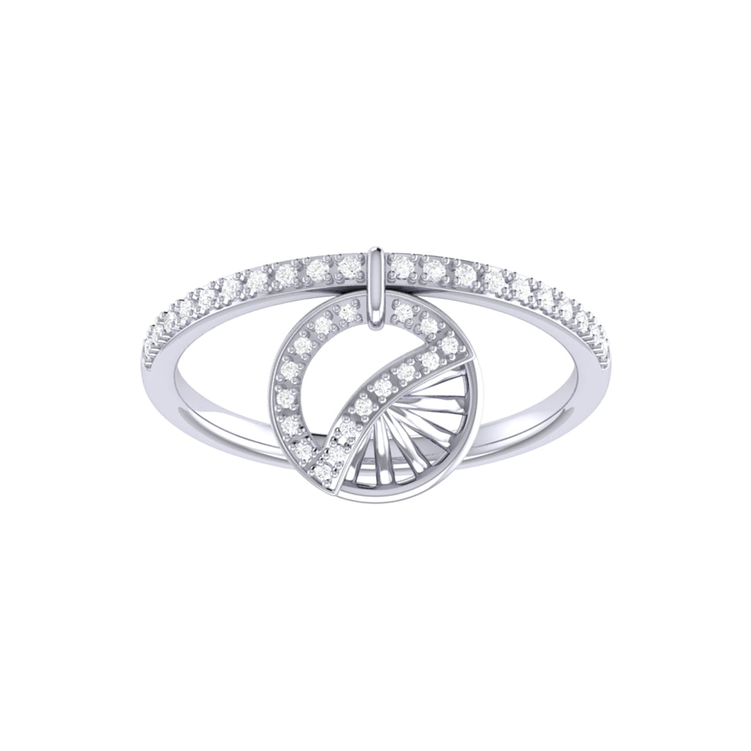 Moon Phases Diamond Charm Ring in Sterling Silver