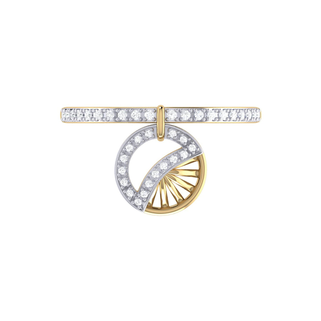 Moon Phases Diamond Charm Ring in 14K Yellow Gold