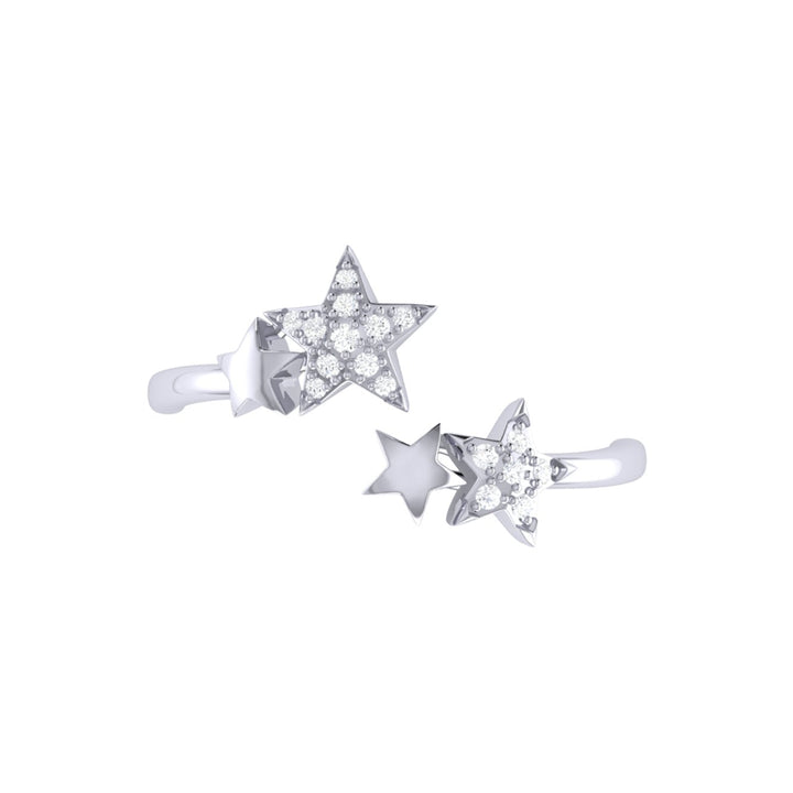 Dazzling Star Couples Diamond Open Ring in Sterling Silver