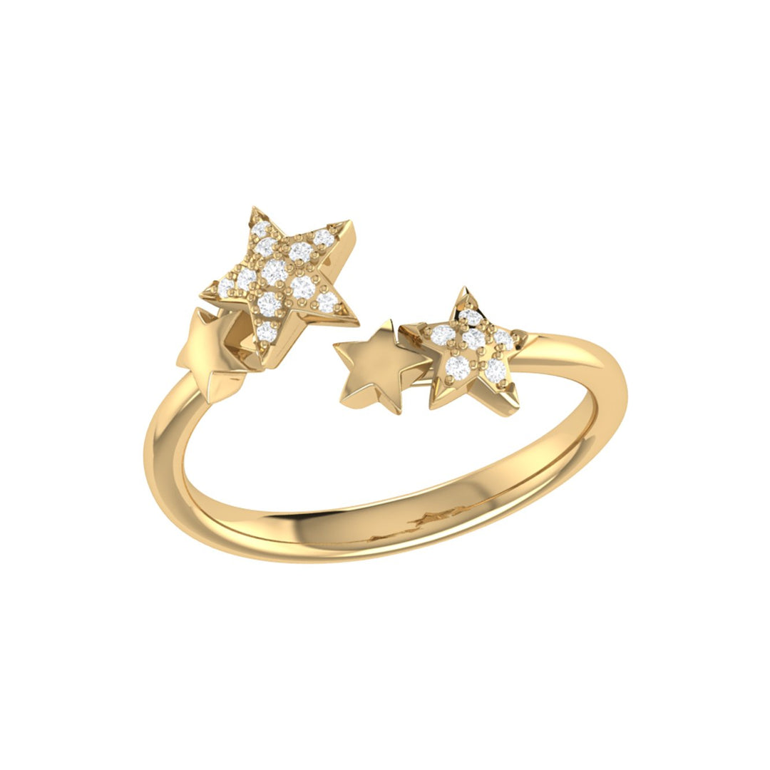 Dazzling Star Couples Diamond Open Ring in 14K Yellow Gold