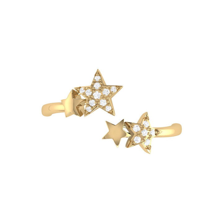 Dazzling Star Couples Diamond Open Ring in 14K Yellow Gold Vermeil on Sterling Silver